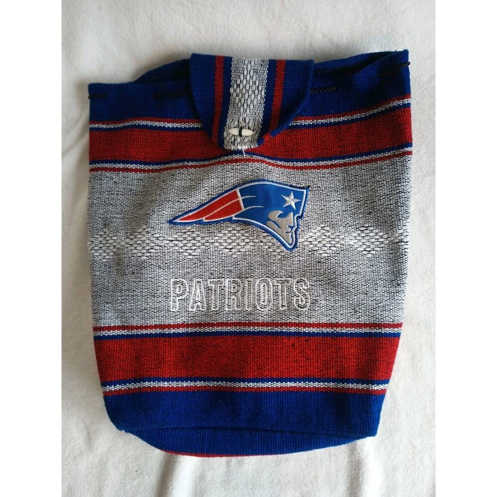 New England Patriots Woven Drawstring Backpack With Embroidered Patriots Logo